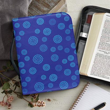 Blue Bullseye Target Pattern Print Leather Bible Cover
