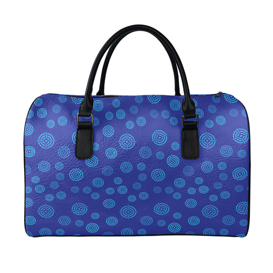 Blue Bullseye Target Pattern Print Leather Duffle Bag