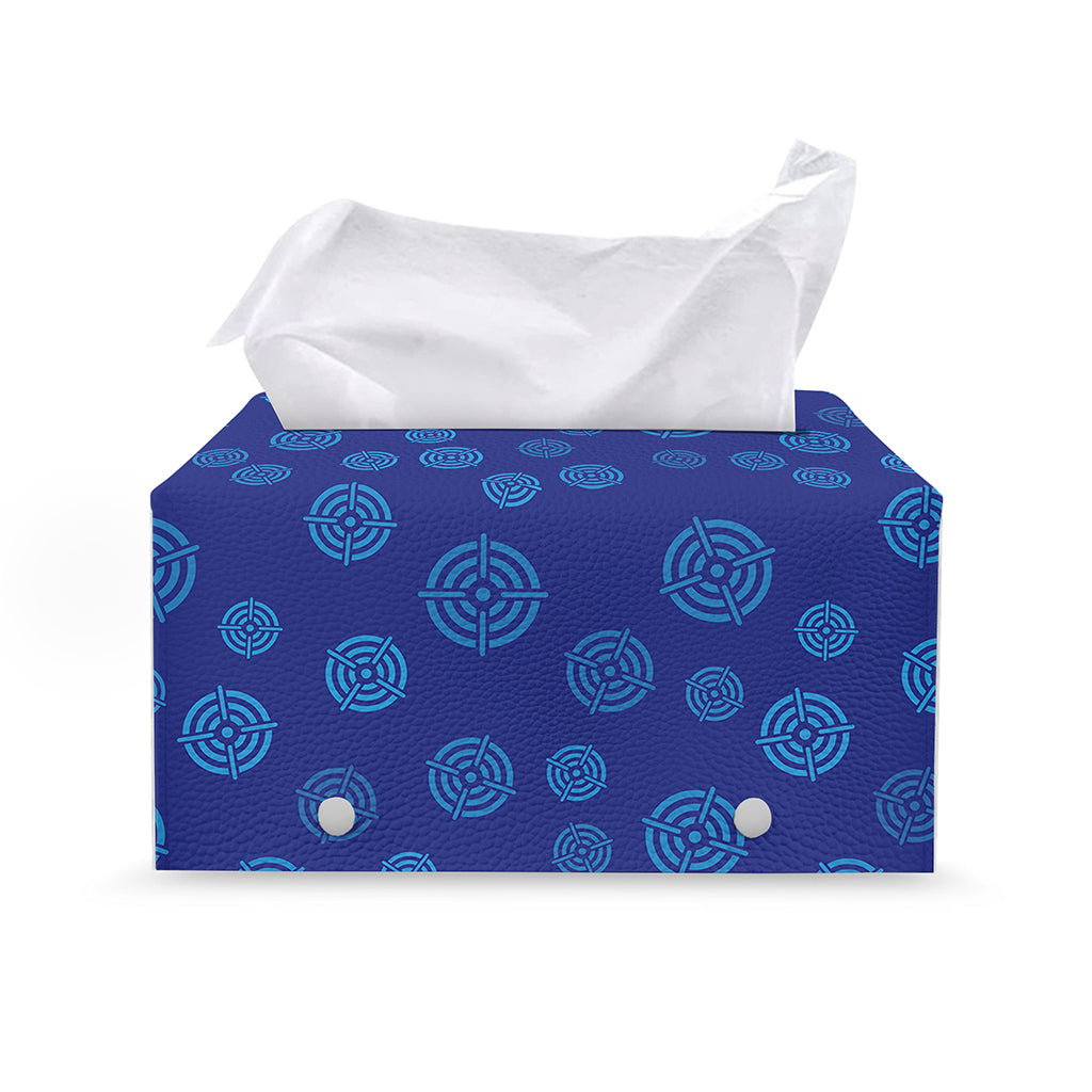 Blue Bullseye Target Pattern Print Leather Tissue Box Cover