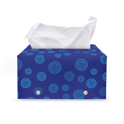 Blue Bullseye Target Pattern Print Leather Tissue Box Cover