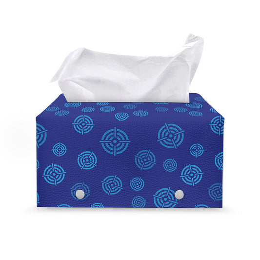 Blue Bullseye Target Pattern Print Leather Tissue Box Cover