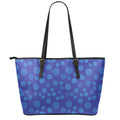 Blue Bullseye Target Pattern Print Leather Tote Bag With Zipper