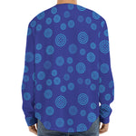 Blue Bullseye Target Pattern Print Long Sleeve Baseball Jersey