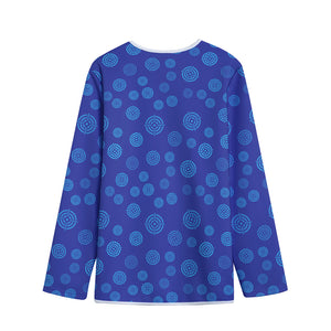 Blue Bullseye Target Pattern Print Long Sleeve Short Coat