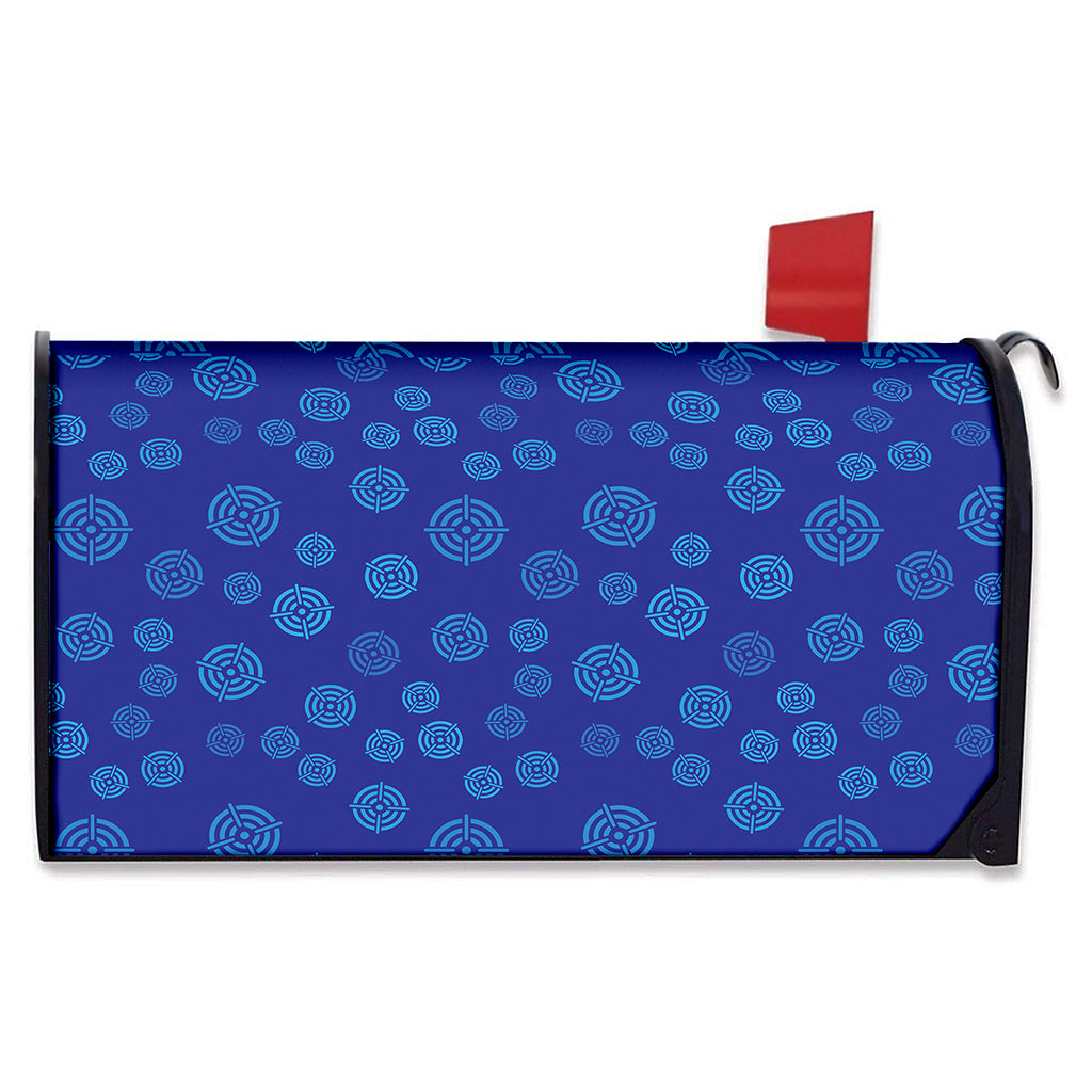 Blue Bullseye Target Pattern Print Mailbox Cover