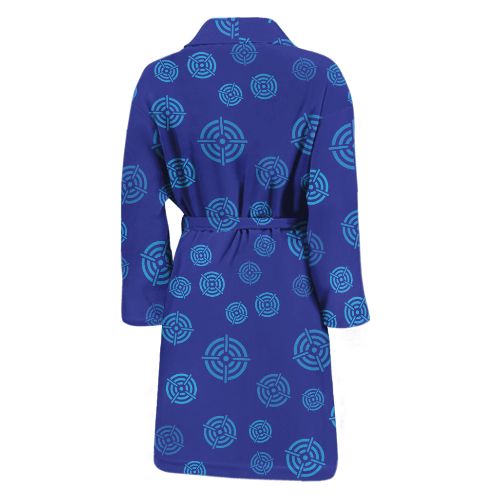 Blue Bullseye Target Pattern Print Men's Bathrobe