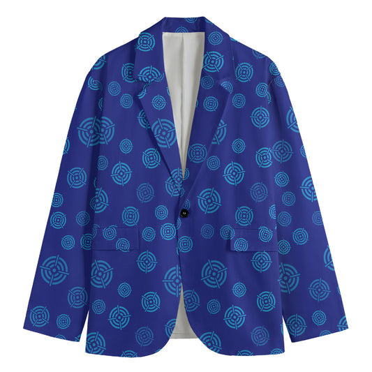 Blue Bullseye Target Pattern Print Men's Blazer