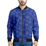 Blue Bullseye Target Pattern Print Men's Bomber Jacket