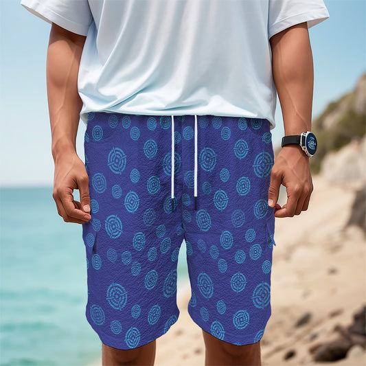 Blue Bullseye Target Pattern Print Men's Cargo Shorts