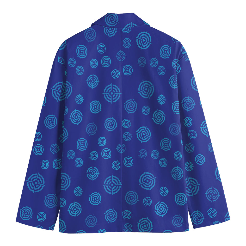 Blue Bullseye Target Pattern Print Men's Cotton Blazer
