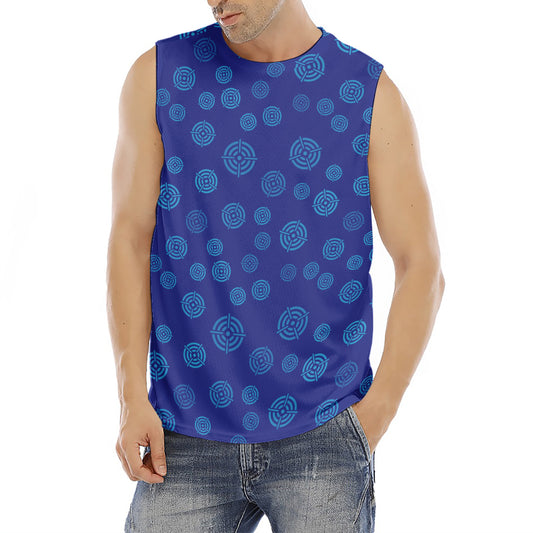 Blue Bullseye Target Pattern Print Men's Fitness Tank Top