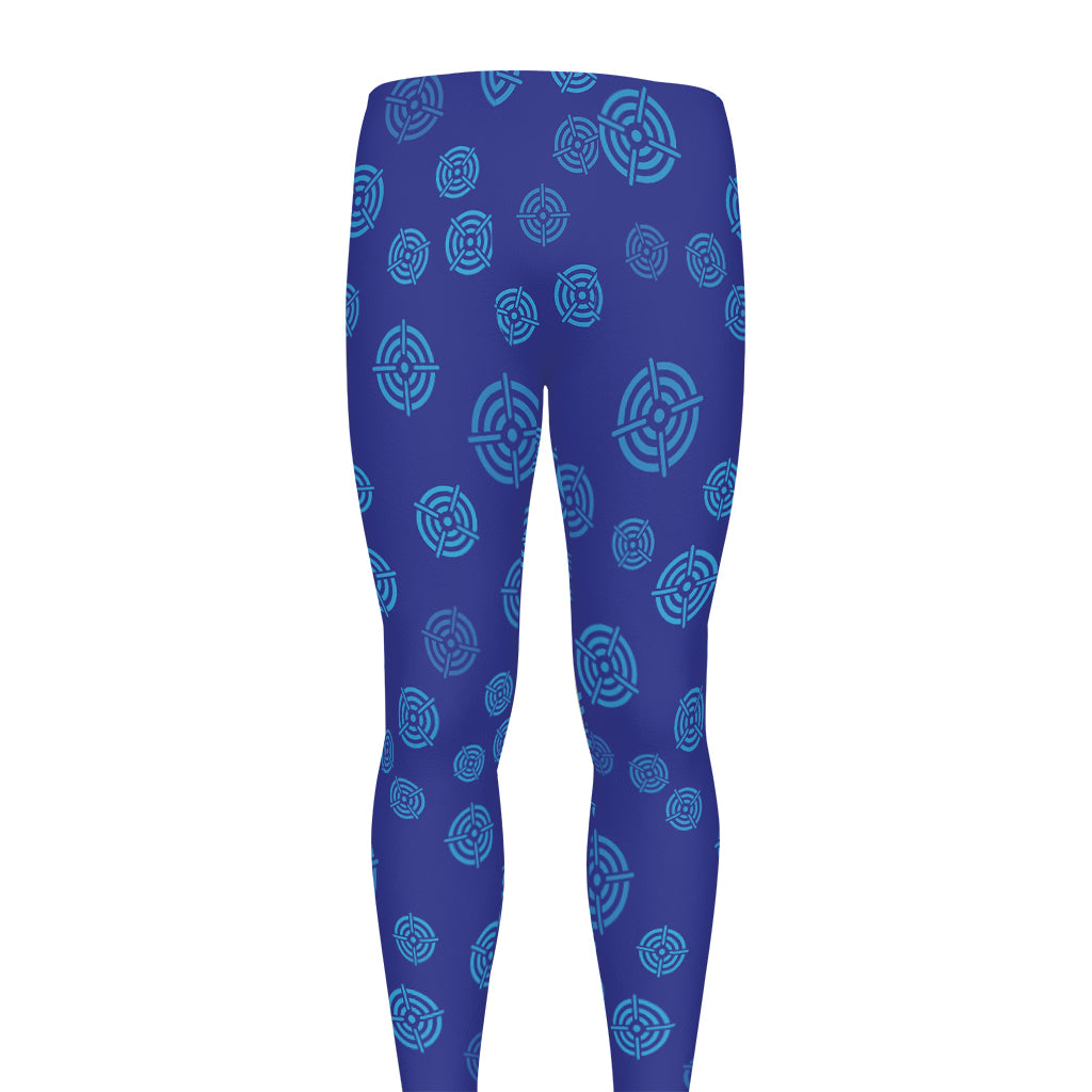 Blue Bullseye Target Pattern Print Men's leggings
