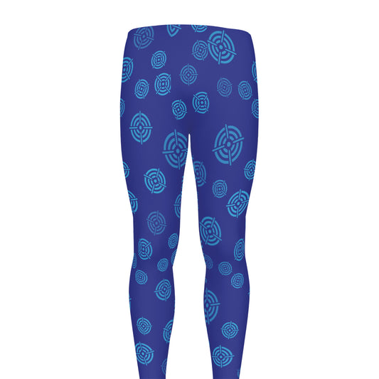 Blue Bullseye Target Pattern Print Men's leggings