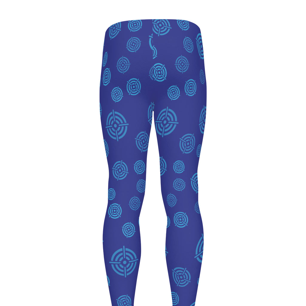 Blue Bullseye Target Pattern Print Men's leggings