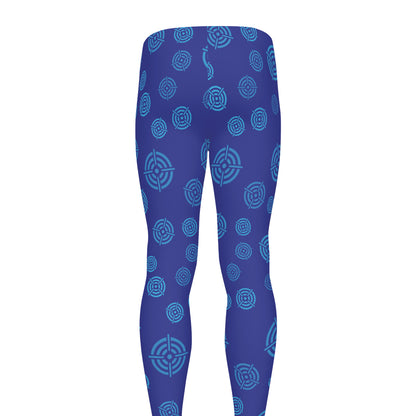 Blue Bullseye Target Pattern Print Men's leggings