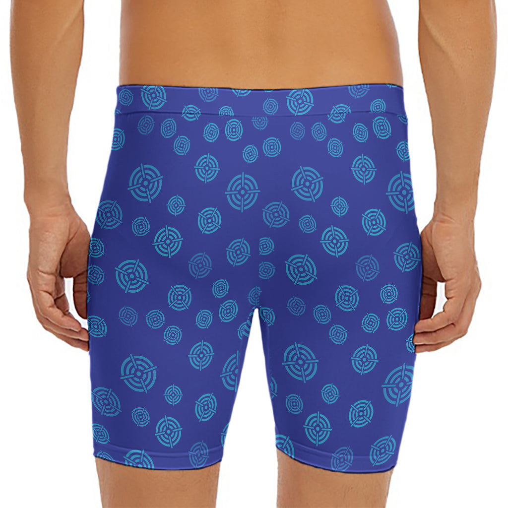 Blue Bullseye Target Pattern Print Men's Long Boxer Briefs