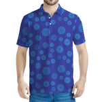Blue Bullseye Target Pattern Print Men's Polo Shirt
