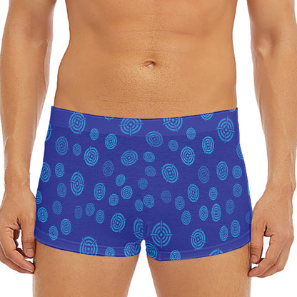 Blue Bullseye Target Pattern Print Men's Short Boxer Briefs