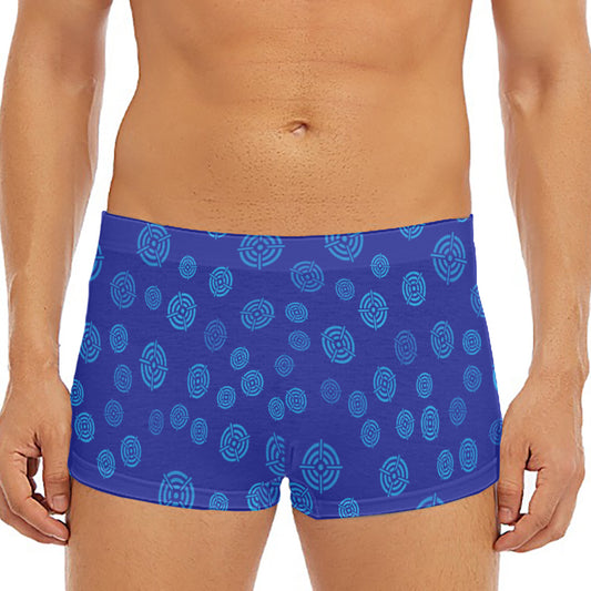 Blue Bullseye Target Pattern Print Men's Short Boxer Briefs