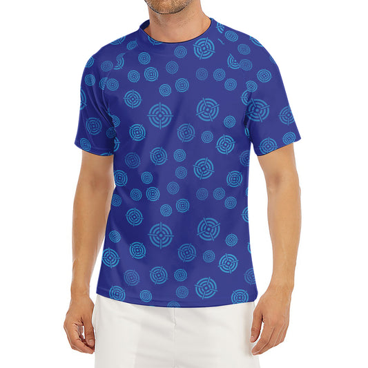 Blue Bullseye Target Pattern Print Men's Short Sleeve Rash Guard