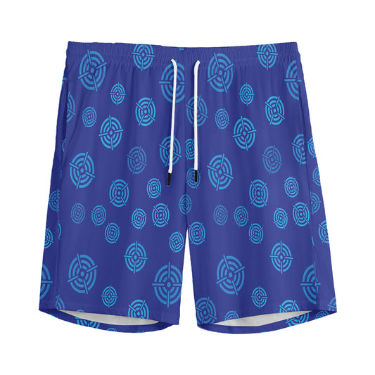 Blue Bullseye Target Pattern Print Men's Sports Shorts
