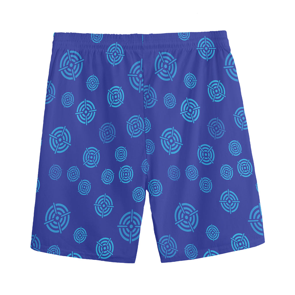 Blue Bullseye Target Pattern Print Men's Sports Shorts