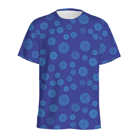Blue Bullseye Target Pattern Print Men's Sports T-Shirt
