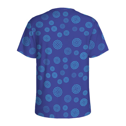 Blue Bullseye Target Pattern Print Men's Sports T-Shirt