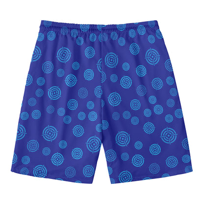 Blue Bullseye Target Pattern Print Men's Swim Trunks