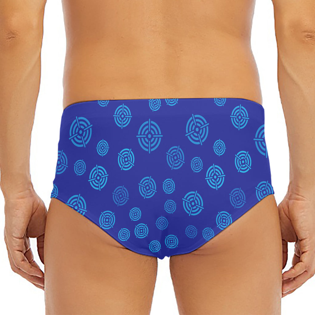 Blue Bullseye Target Pattern Print Men's Triangle Swim Briefs