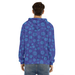 Blue Bullseye Target Pattern Print Men's Velvet Pullover Hoodie