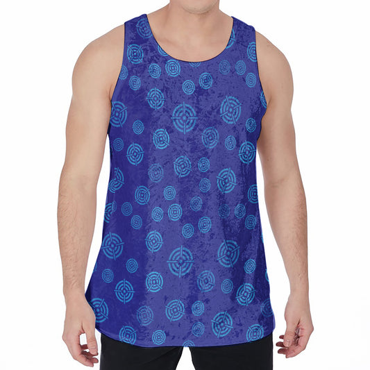 Blue Bullseye Target Pattern Print Men's Velvet Tank Top