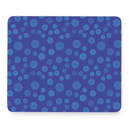 Blue Bullseye Target Pattern Print Mouse Pad
