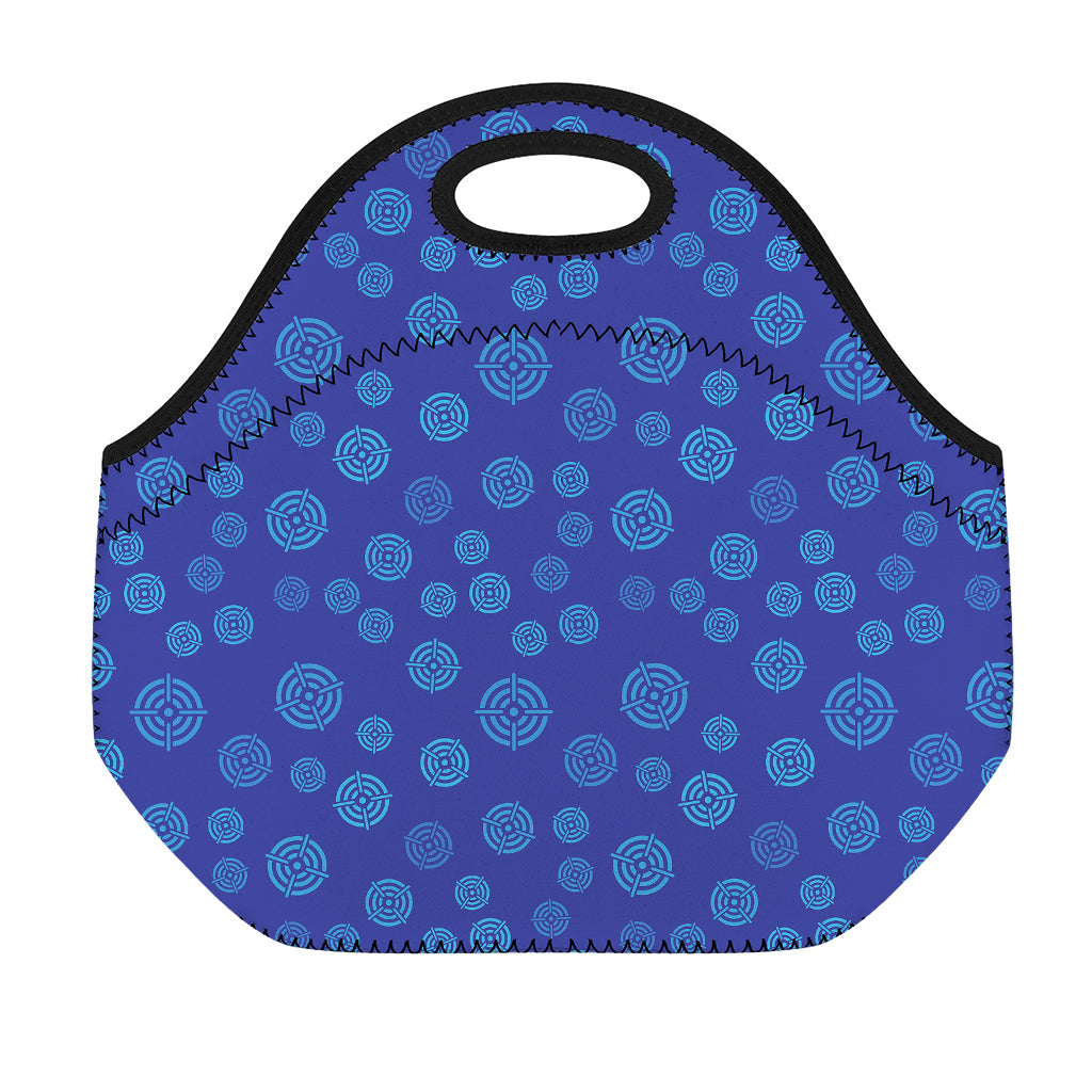 Blue Bullseye Target Pattern Print Neoprene Lunch Bag