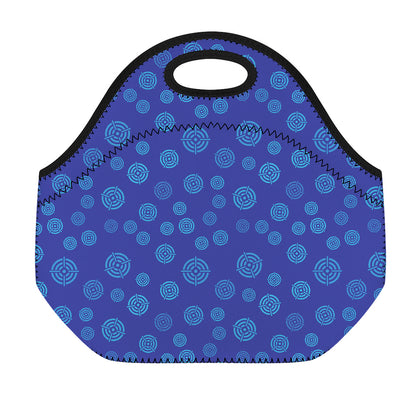 Blue Bullseye Target Pattern Print Neoprene Lunch Bag