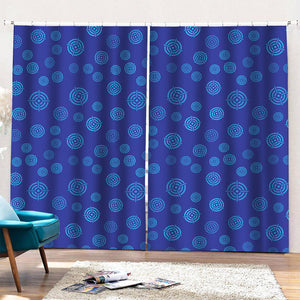 Blue Bullseye Target Pattern Print Pencil Pleat Curtains