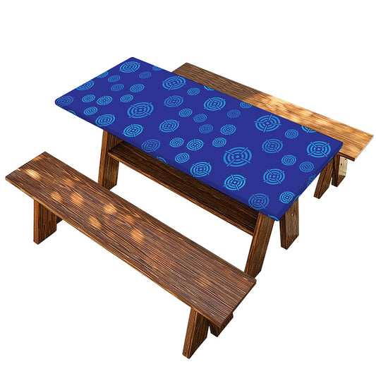 Blue Bullseye Target Pattern Print Picnic Table Cover