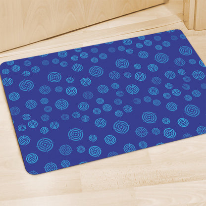 Blue Bullseye Target Pattern Print Polyester Doormat