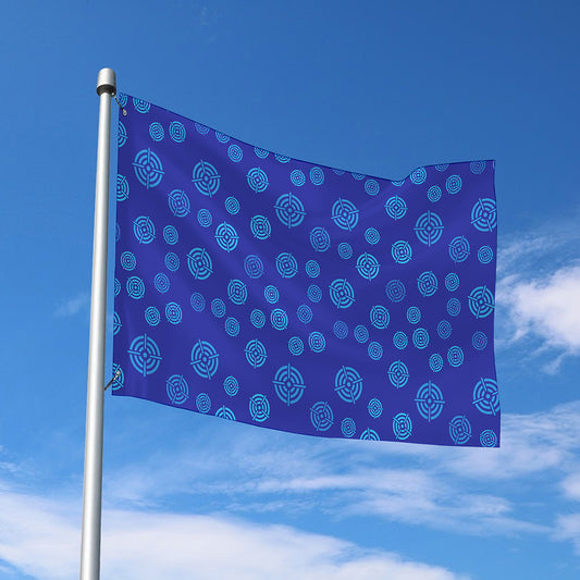 Blue Bullseye Target Pattern Print Polyester Flag