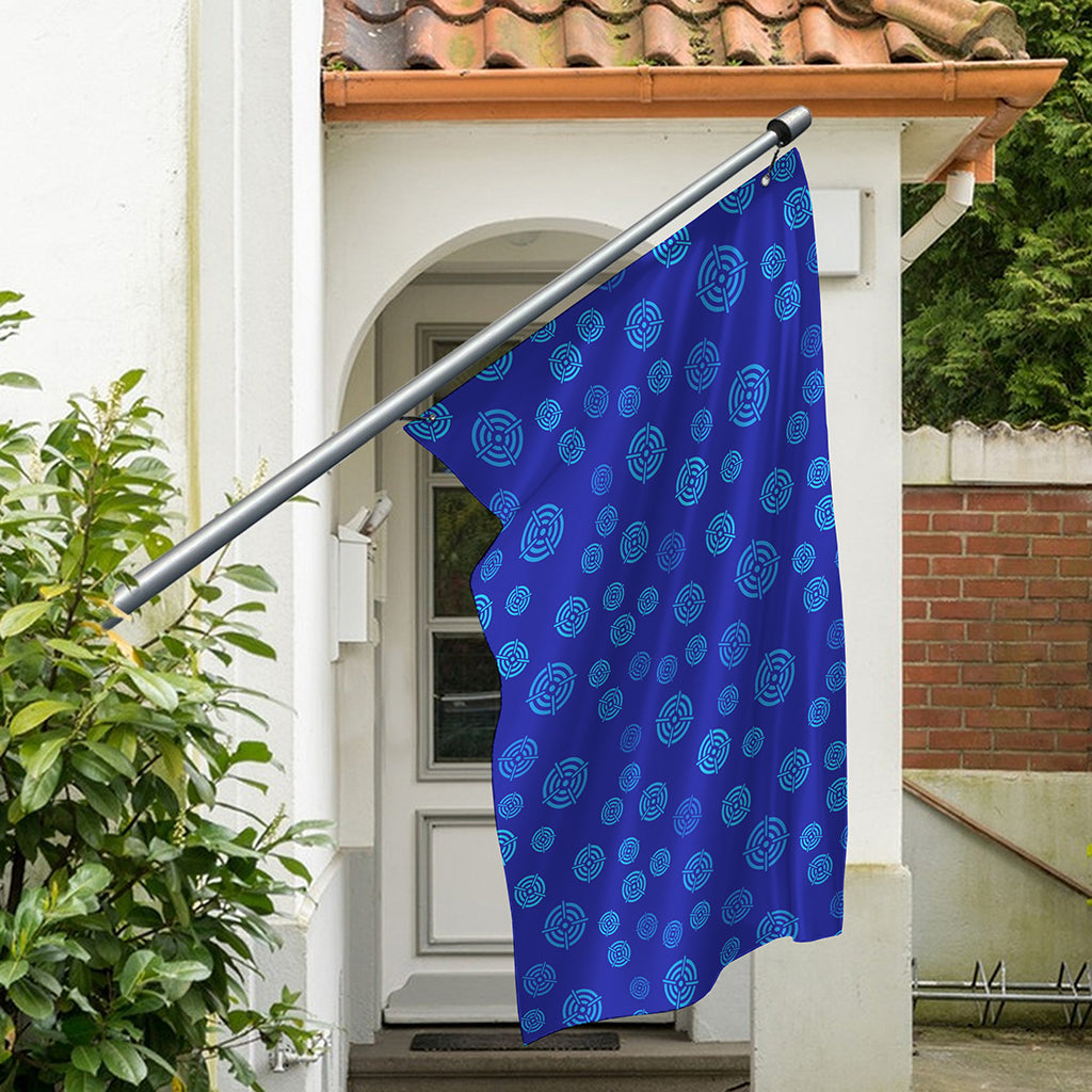 Blue Bullseye Target Pattern Print Polyester Flag