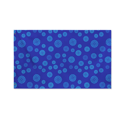 Blue Bullseye Target Pattern Print Polyester Flag