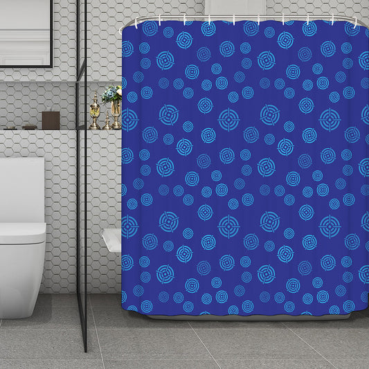 Blue Bullseye Target Pattern Print Polyester Shower Curtain