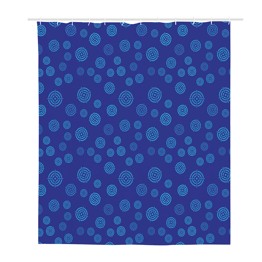 Blue Bullseye Target Pattern Print Polyester Shower Curtain