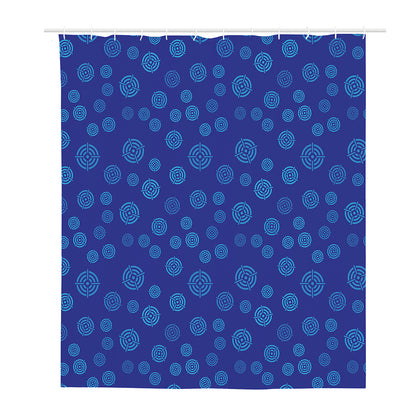 Blue Bullseye Target Pattern Print Polyester Shower Curtain
