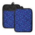 Blue Bullseye Target Pattern Print Pot Holders With Pocket