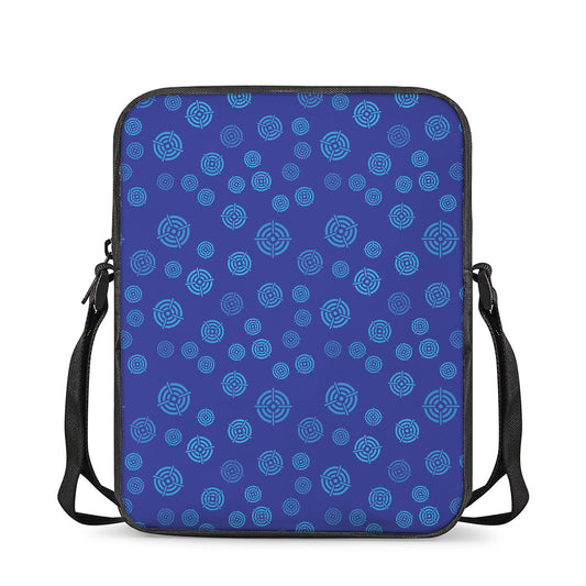 Blue Bullseye Target Pattern Print Rectangular Crossbody Bag