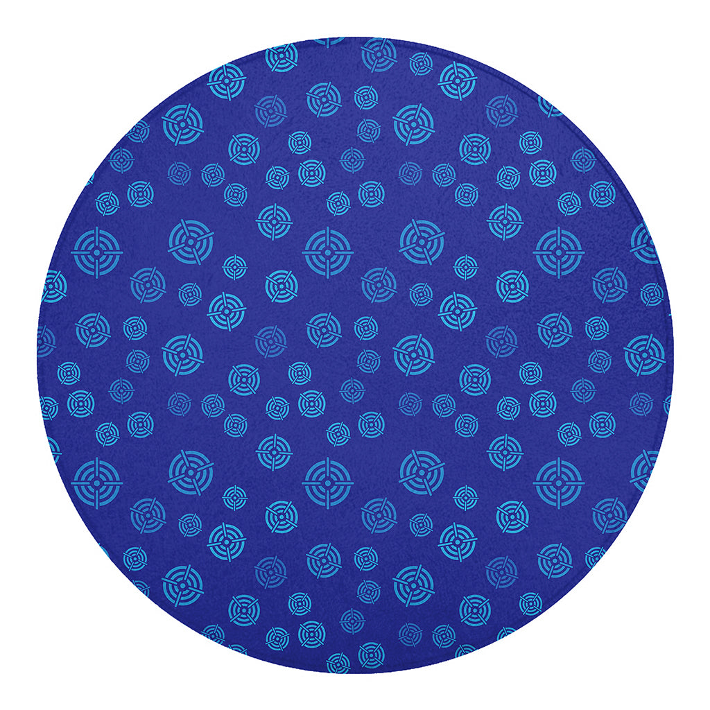 Blue Bullseye Target Pattern Print Round Blanket