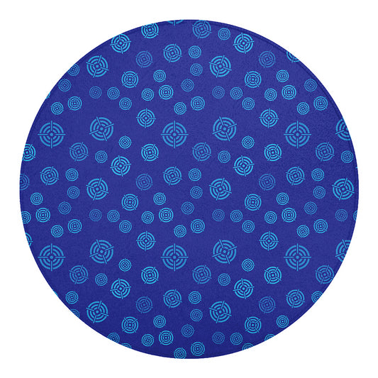 Blue Bullseye Target Pattern Print Round Blanket