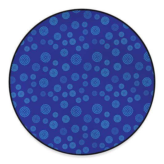 Blue Bullseye Target Pattern Print Round Floor Mat