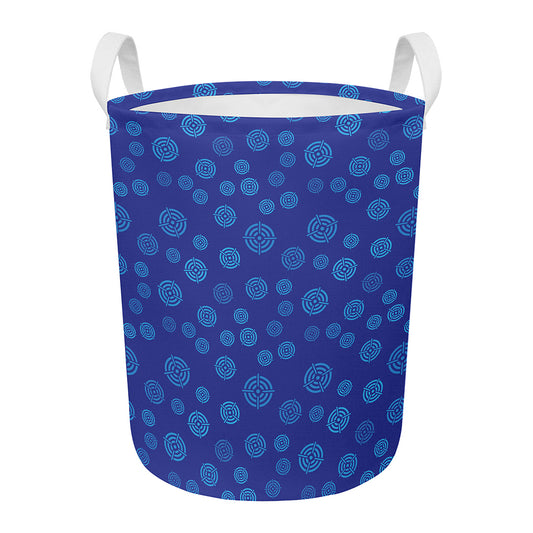 Blue Bullseye Target Pattern Print Round Laundry Basket
